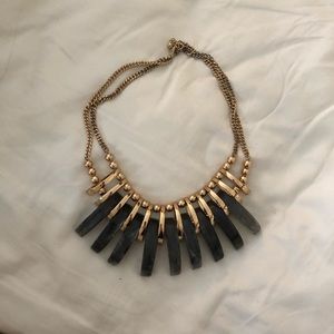 Grey Marble and Gold Statement Necklace